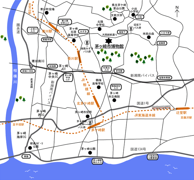 茅ヶ崎市博物館の地図